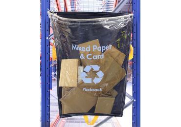 Transparentní závěsný pytel na regály pro třídění odpadu, RackSack Clear 160 l – modrá