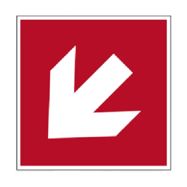 Bezpečnostní požární značení, diagonální indikátor směru – luminiscenční hliníkový kompozit, 150×150 mm