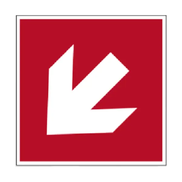 Bezpečnostní požární značení, diagonální indikátor směru – luminiscenční plast, 200×200 mm