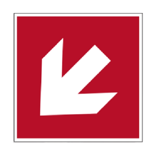 Bezpečnostní požární značení, diagonální indikátor směru – úhlový znak, 150×150 mm