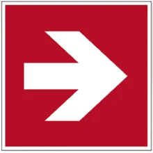 Bezpečnostní požární značení, indikátor směru – luminiscenční fólie, 150×150 mm