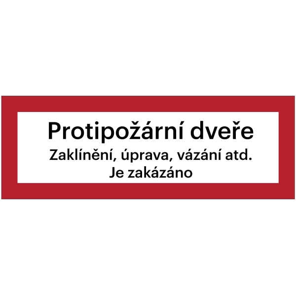 Bezpečnostní požární značení, ''Protipožární dveře'' s dodatkem, – luminiscenční fólie, 297×105 mm