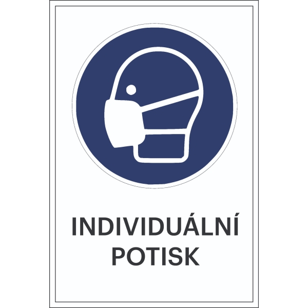 Bezpečnostní příkazové značení, noste ochrannou masku, s možností individuálního textu – hliníkový kompozit, 300×450 mm