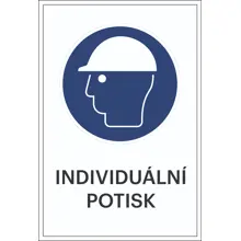 Bezpečnostní příkazové značení, použijte bezpečnostní helmu, s možností individuálního textu – fólie, 100×150 mm