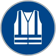 Bezpečnostní příkazové značení, Použijte oblečení s vysokou viditelností – protiskluzové PVC, pr. 600 mm