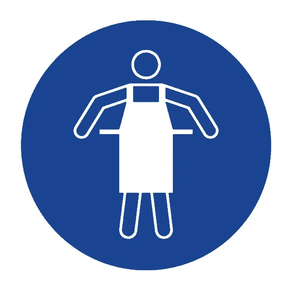 Bezpečnostní příkazové značení, Použijte ochrannou zástěru – polykarbonát, pr. 600 mm