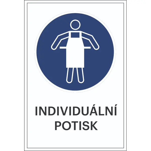 Bezpečnostní příkazové značení, Použijte ochrannou zástěru, s možností individuálního textu – hliníkový kompozit, 300×450 mm