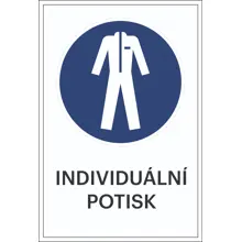 Bezpečnostní příkazové značení, Použijte ochranný oděv, s možností individuálního textu – fólie, 200×300 mm