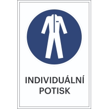 Bezpečnostní příkazové značení, použijte ochranný oděv, s možností individuálního textu – hliníkový kompozit, 300×450 mm