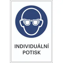 Bezpečnostní příkazové značení, použijte ochranu očí, s možností individuálního textu – hliníkový kompozit, 500×750 mm