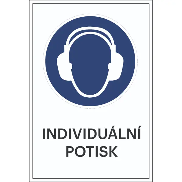 Bezpečnostní příkazové značení, použijte ochranu uší, s možností individuálního textu – fólie, 100×150 mm
