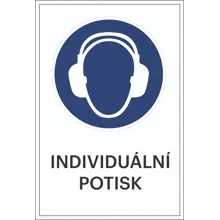 Bezpečnostní příkazové značení, použijte ochranu uší, s možností individuálního textu – hliníkový kompozit, 400×600 mm