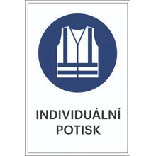 Bezpečnostní příkazové značení, použijte vestu s vysokou viditelností, s možností individuálního textu – fólie, 100×150 mm