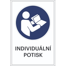 Bezpečnostní příkazové značení, přečtěte si návod, s možností individuálního textu – hliníkový kompozit, 300×450 mm