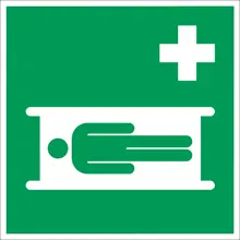 Bezpečnostní únikové značení, nosítka – luminiscenční plast, 100×100 mm