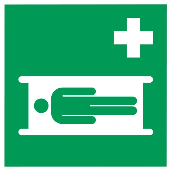 Bezpečnostní únikové značení, nosítka – luminiscenční plast, 100×100 mm