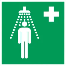 Bezpečnostní únikové značení, nouzová sprcha – luminiscenční fólie, 100×100 mm