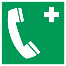 Bezpečnostní únikové značení, nouzový telefon – luminiscenční fólie, 200×200 mm