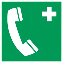 Bezpečnostní únikové značení, nouzový telefon – luminiscenční plast, 100×100 mm