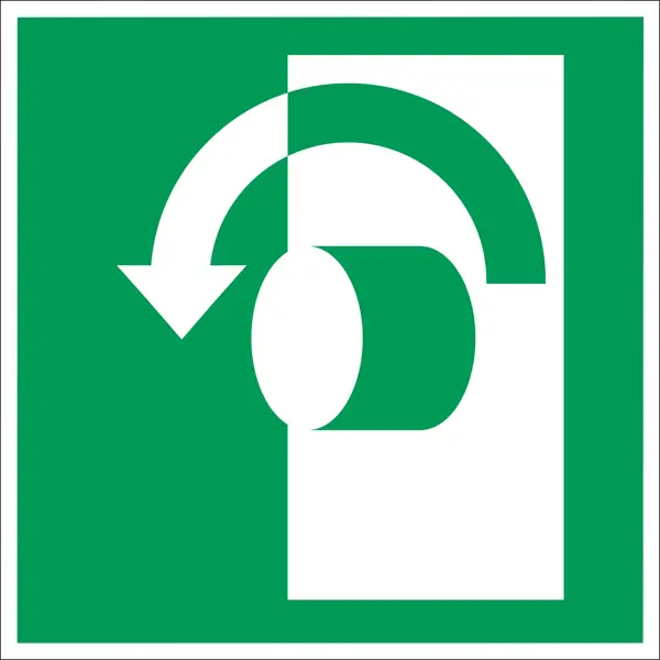 Bezpečnostní únikové značení, otevřete doleva – luminiscenční úhlový znak, 150x150 mm