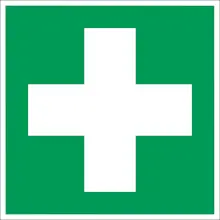 Bezpečnostní únikové značení, první pomoc – luminiscenční plast, 100×100 mm