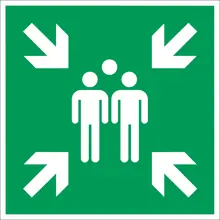 Bezpečnostní únikové značení, shromaždiště – luminiscenční fólie, 150×150 mm