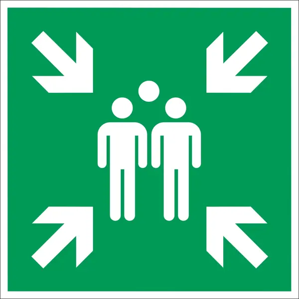 Bezpečnostní únikové značení, shromaždiště – plast, 100×100 mm