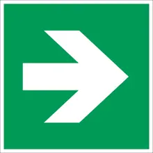 Bezpečnostní únikové značení, směrová šipka – luminiscenční plast, 100×100 mm