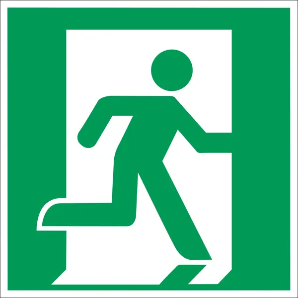 Bezpečnostní únikové značení, úniková cesta vpravo – luminiscenční plast, 200×200 mm