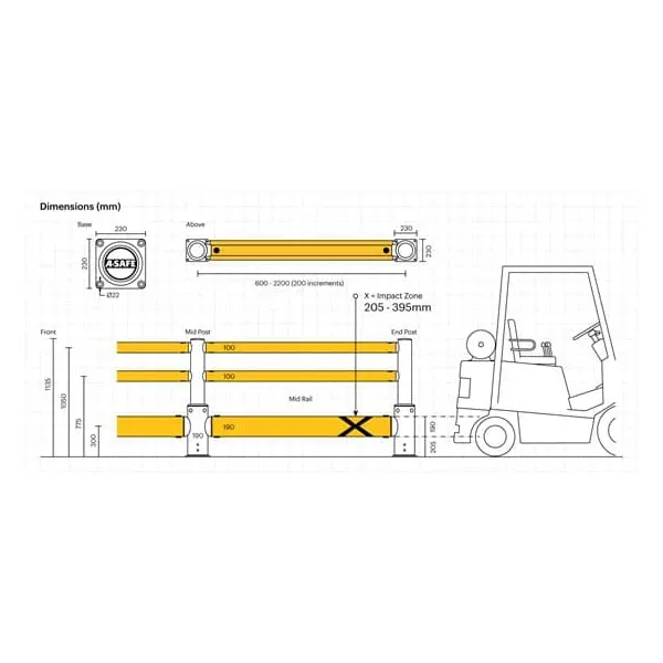 Bezpečnostní zábrana ASAFE, iFlex Single Traffic Barrier Vysoká – 10 m