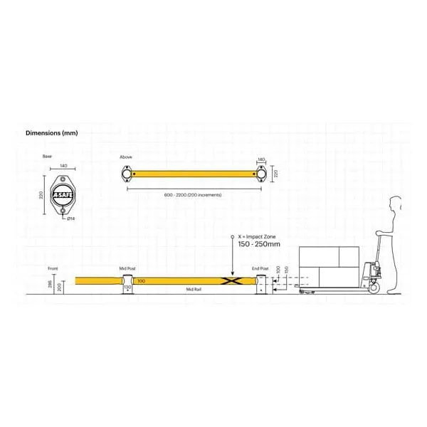 Bezpečnostní zábrana A-SAFE, mFlex Single micro Barrier – 1,3 m