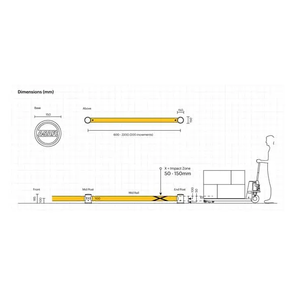 Bezpečnostní zábrana ASAFE, mFlex Single micro Barrier GroundLevel – 0,9 m