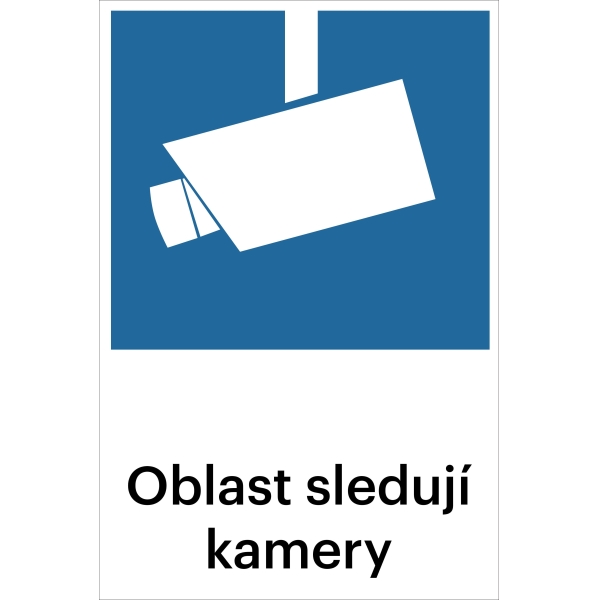 Bezpečnostní značení, ''Oblast sledují kamery'' – fólie, 300×200 mm