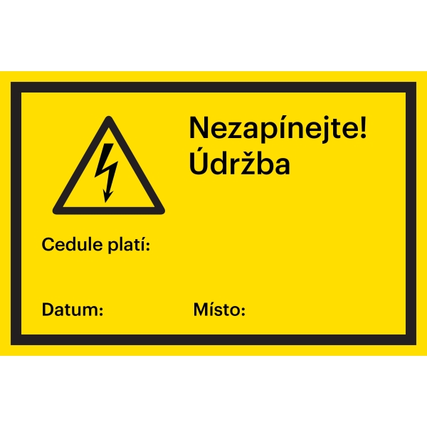 Bezpečnostní značení, údržbářské práce s piktogramem – fólie, 400×266 mm