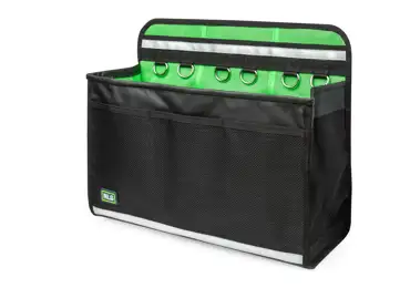 Brašna NLG na nářadí pro zvedací plošiny s nosností 30 kg – PVC, zeleno-černá, 370×540×150 mm