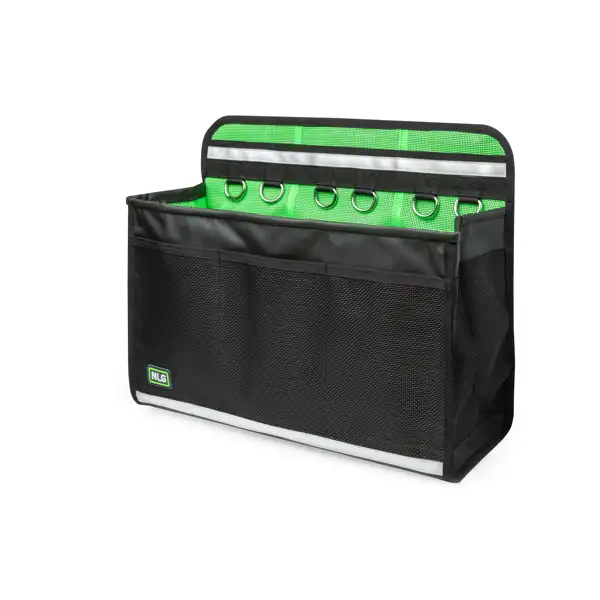 Brašna NLG na nářadí pro zvedací plošiny s nosností 30 kg – PVC, zeleno-černá, 370×540×150 mm