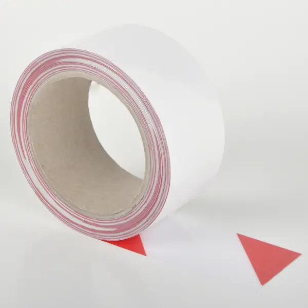 Extra tenká podlahová páska odolná proti znečištění WT-5229, odnímatelná – polyester, červeno-bílá, 100 mm × 15 m