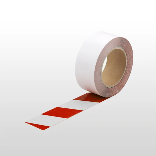 Extra tenká podlahová páska WT-5420 s protiskluzovým povrchem, permanentní – fólie, červeno-bílá, 75 mm × 10 m