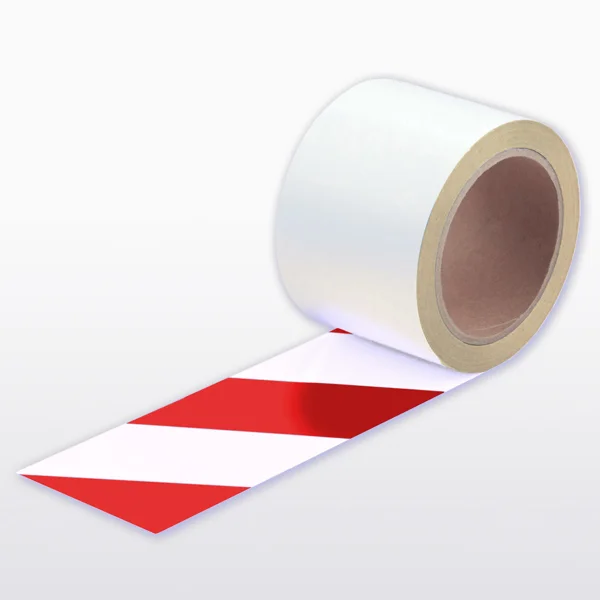 Extra tenká podlahová páska WT-5429 s protiskluzovým povrchem, permanentní – fólie, červeno-bílá, 75 mm × 10 m