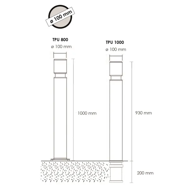 Flexibilní sloupek, výška 800 mm, pr. 100 mm – černá