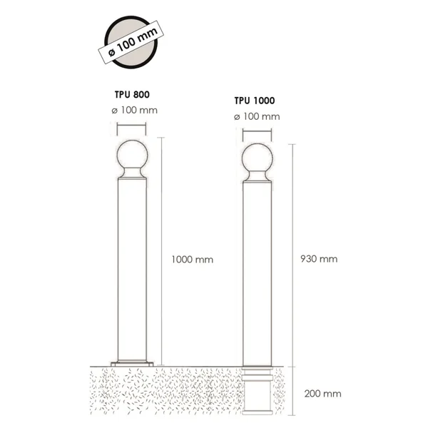Flexibilní sloupek, výška 800 mm, pr. 100 mm, kulatá hlavice – zelená