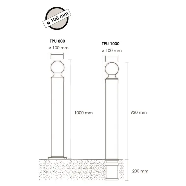 Flexibilní sloupek, výška 800 mm, pr. 100 mm, kulatá hlavice – zelená