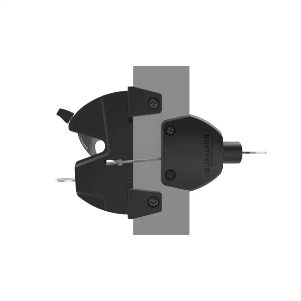 Jednostranný zámek na branku s kovovým úchytem na klíč – černá, polymer