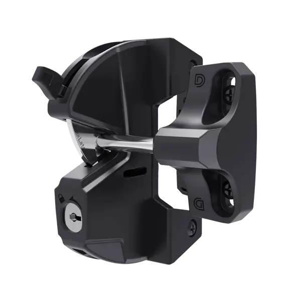 Jednostranný zámek na branku s kovovým úchytem na klíč – černá, polymer 