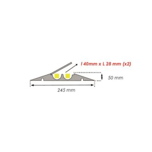 Kabelový přejezd, most 1t, rohový díl pravý 30° – 250×50 mm, žluto-černá