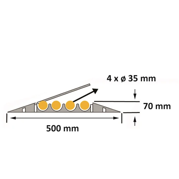 Kabelový přejezd, most 10t, koncový díl – 250×500×70 mm, černá