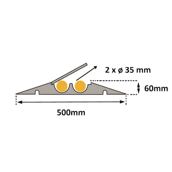 Kabelový přejezd, most 10 t, koncový díl – 400×500×65 mm, černá