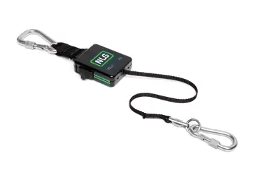 Karabina NLG Lanyard s navíjecí šňůrou a aretací pro nástroje s nosností 1,5 kg – nylon, černá