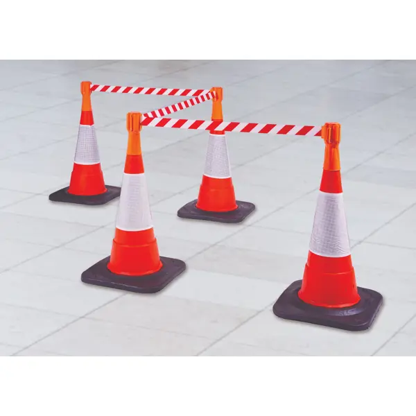 Kazeta na dopravní/silniční kužely Tensacone, oranžová – červeno-bílé pásmo 3,65 m