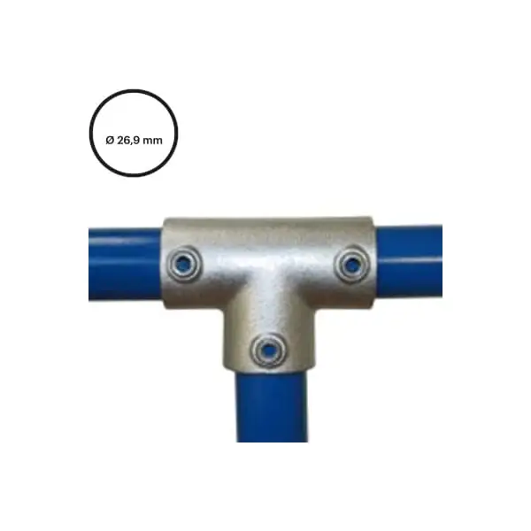 Konstrukční fitinka, spojka ocelových trubek pr. 26,9 mm – spojovací odbočka 104-A27